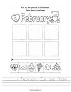 ______'s February Cut and Paste Handwriting Sheet