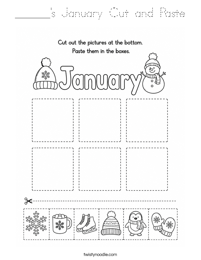 ______'s January Cut and Paste Coloring Page