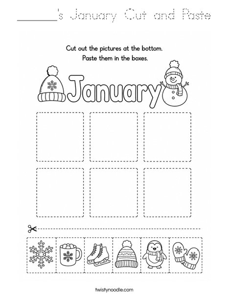 ______'s January Cut and Paste Coloring Page