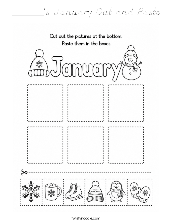 ______'s January Cut and Paste Coloring Page