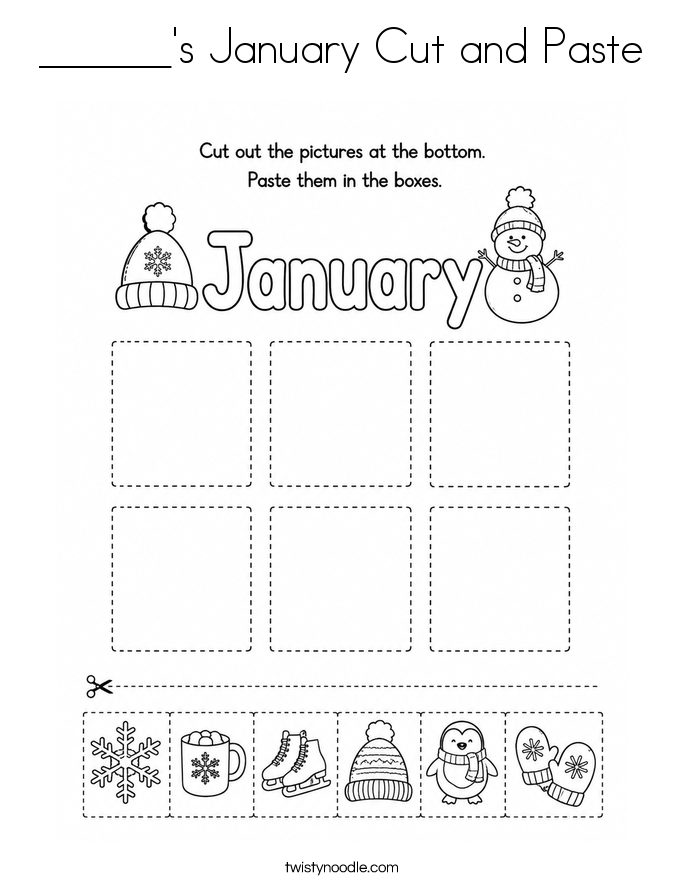 ______'s January Cut and Paste Coloring Page