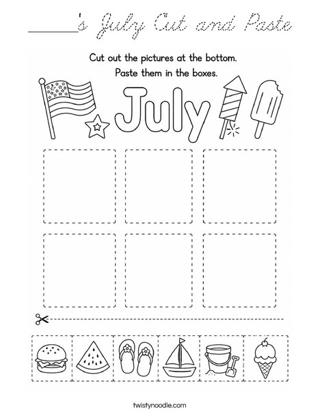 ______'s July Cut and Paste Coloring Page