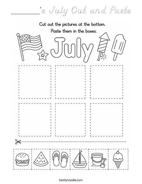 ______'s July Cut and Paste Coloring Page