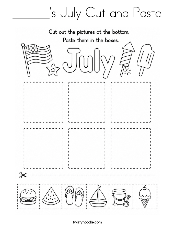 ______'s July Cut and Paste Coloring Page