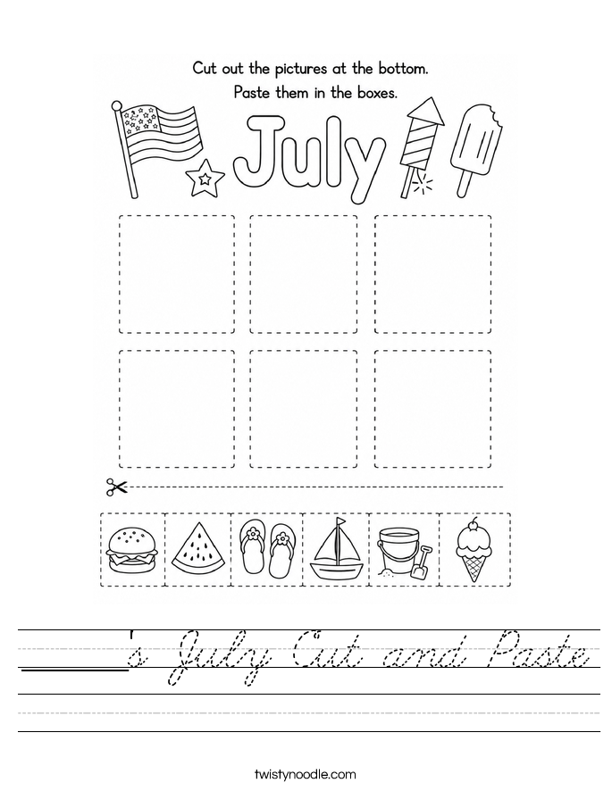 ______'s July Cut and Paste Worksheet