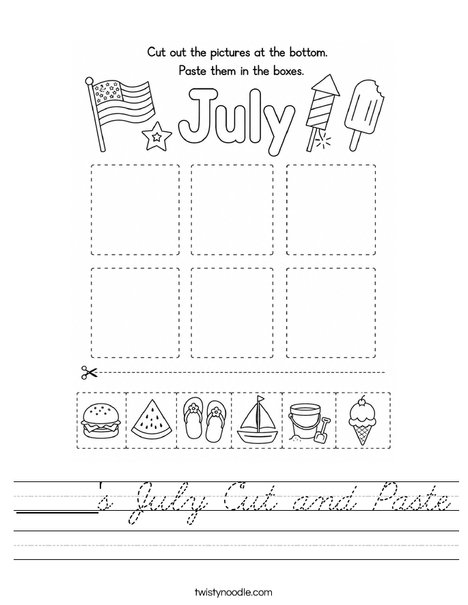 ______'s July Cut and Paste Worksheet