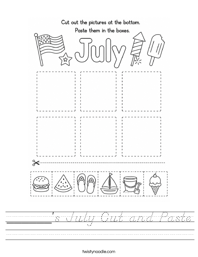 ______'s July Cut and Paste Worksheet