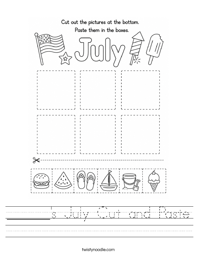 ______'s July Cut and Paste Worksheet