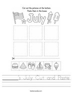 ______'s July Cut and Paste Handwriting Sheet