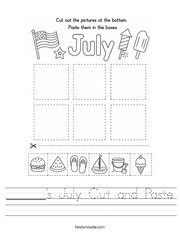 ______'s July Cut and Paste Handwriting Sheet