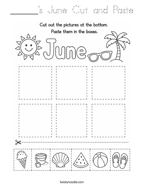 ______'s June Cut and Paste Coloring Page