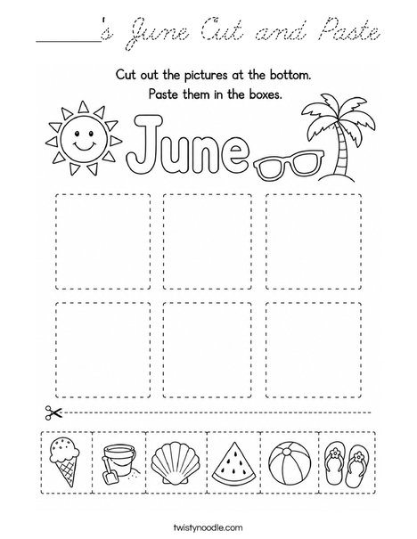 ______'s June Cut and Paste Coloring Page