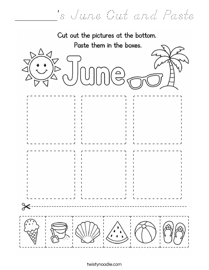 ______'s June Cut and Paste Coloring Page