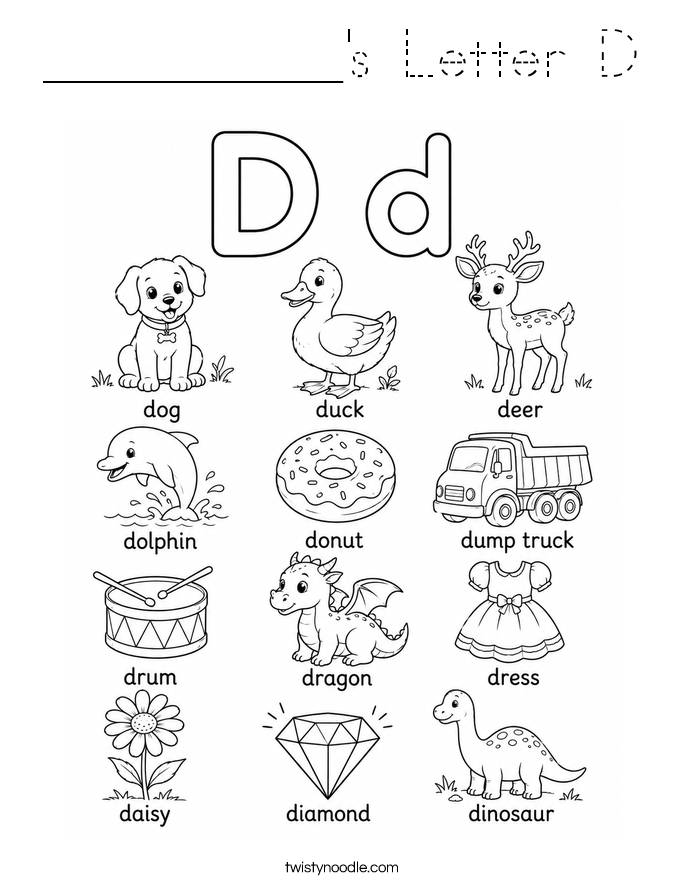 __________'s Letter D Coloring Page