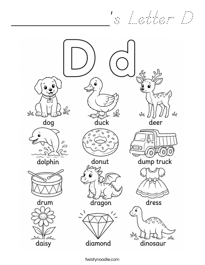 __________'s Letter D Coloring Page