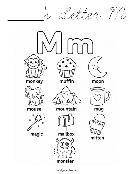 ______'s Letter M Coloring Page