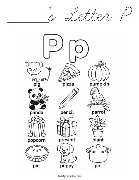 ______'s Letter P Coloring Page