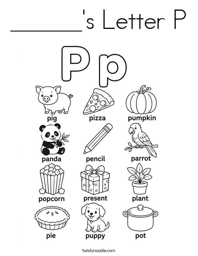 ______'s Letter P Coloring Page
