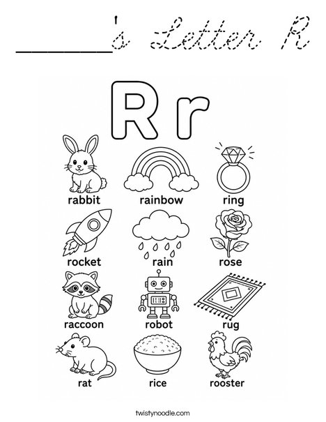 ______'s Letter R Coloring Page