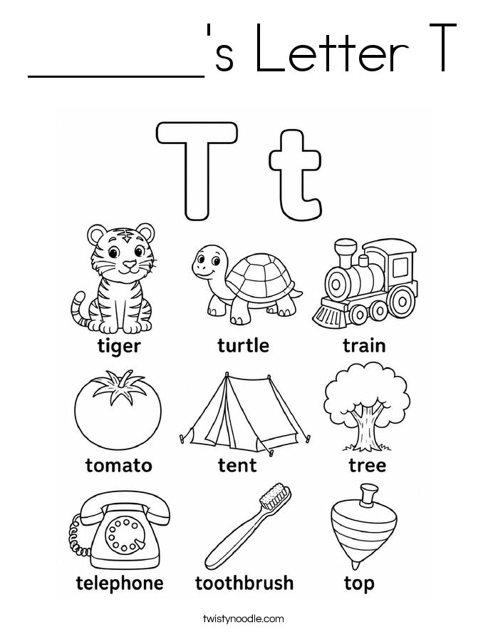 ______'s Letter T Coloring Page
