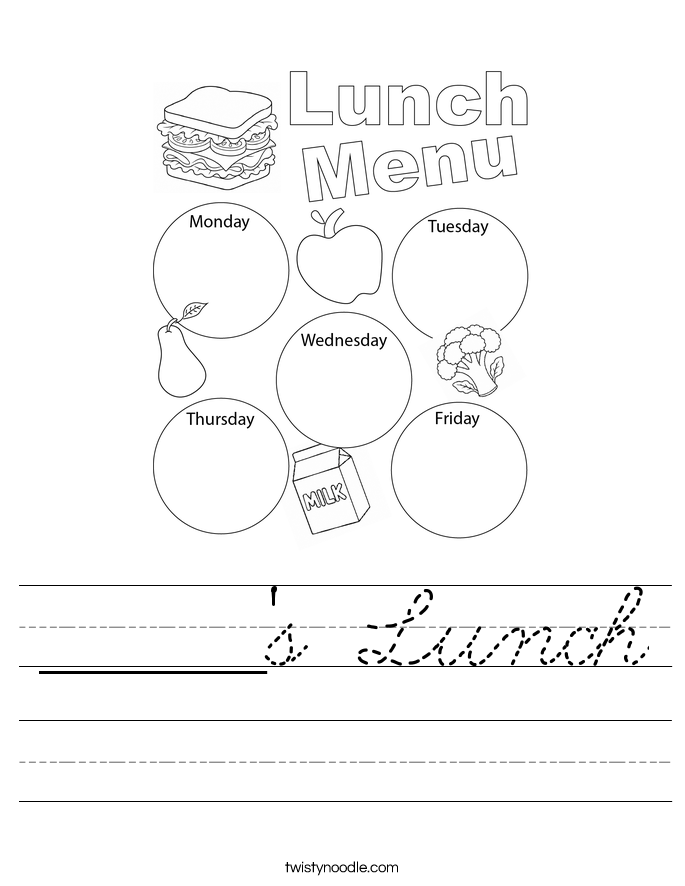 ______'s Lunch Worksheet