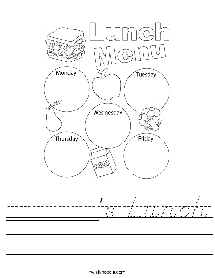 ______'s Lunch Worksheet