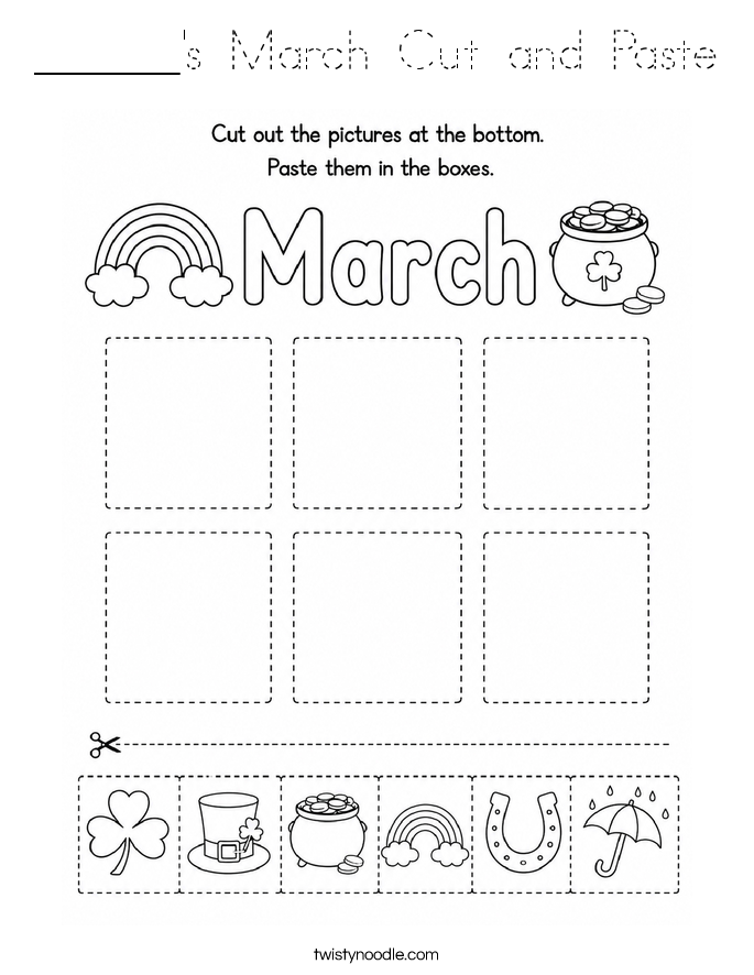 ______'s March Cut and Paste Coloring Page