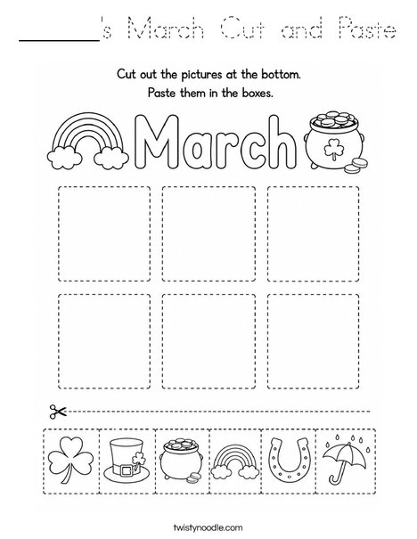 ______'s March Cut and Paste Coloring Page