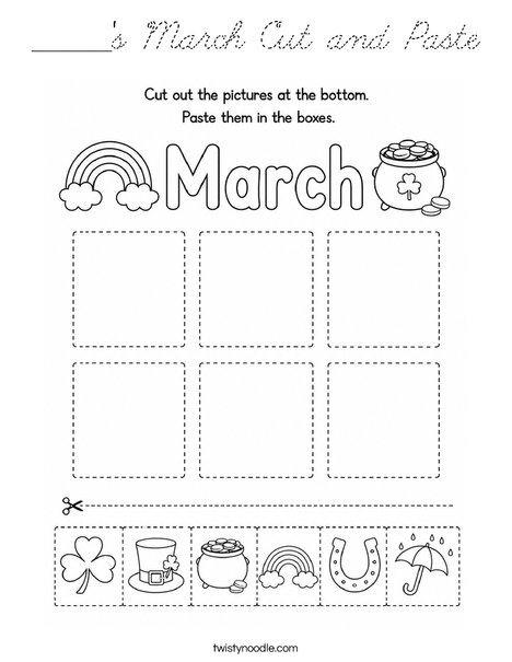 ______'s March Cut and Paste Coloring Page