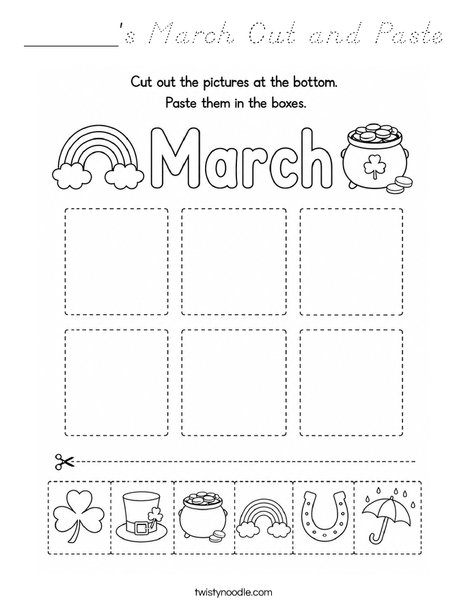 ______'s March Cut and Paste Coloring Page