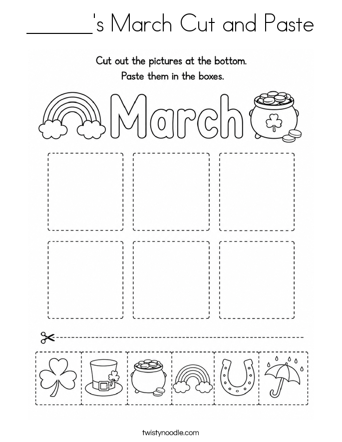 ______'s March Cut and Paste Coloring Page