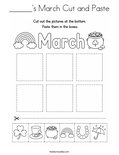 ______'s March Cut and Paste Coloring Page