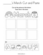 ______'s March Cut and Paste Coloring Page