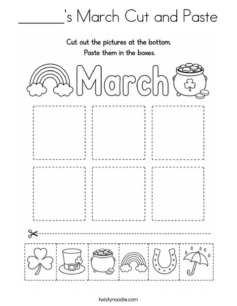 ______'s March Cut and Paste Coloring Page