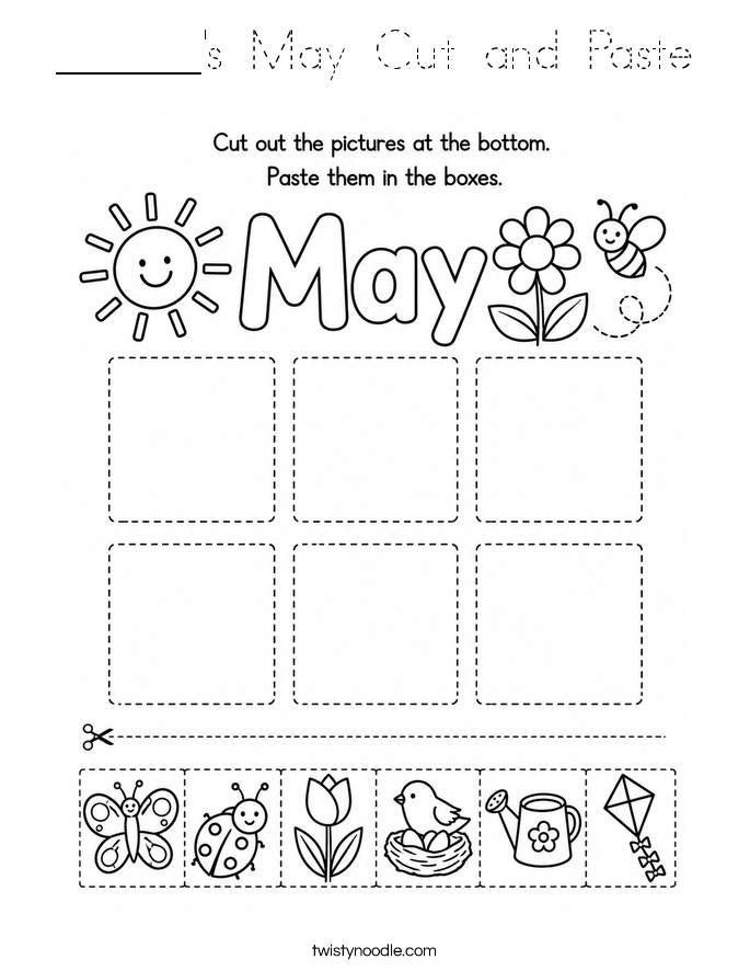 ______'s May Cut and Paste Coloring Page