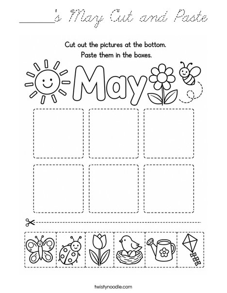 ______'s May Cut and Paste Coloring Page