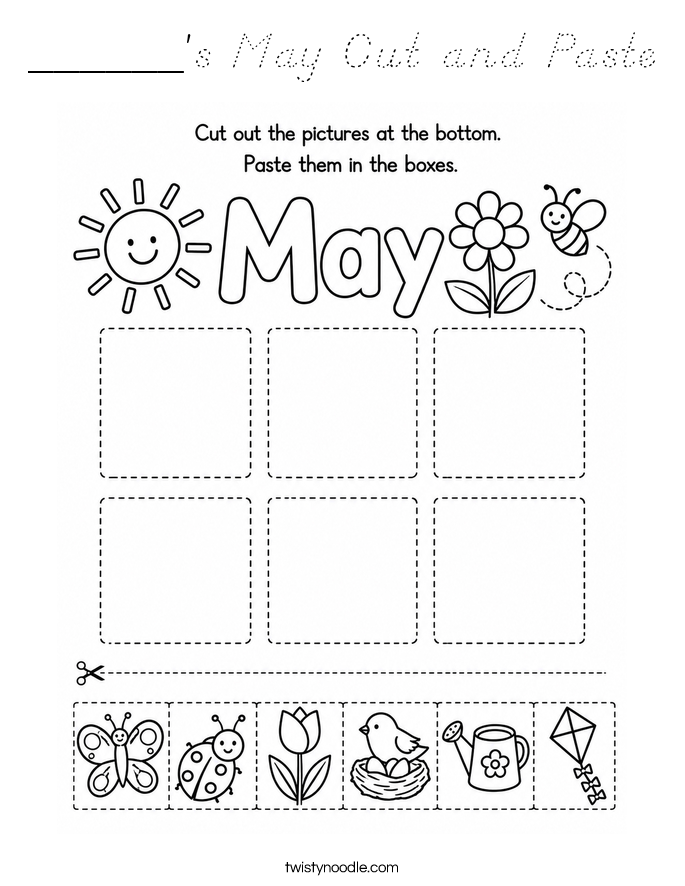 ______'s May Cut and Paste Coloring Page