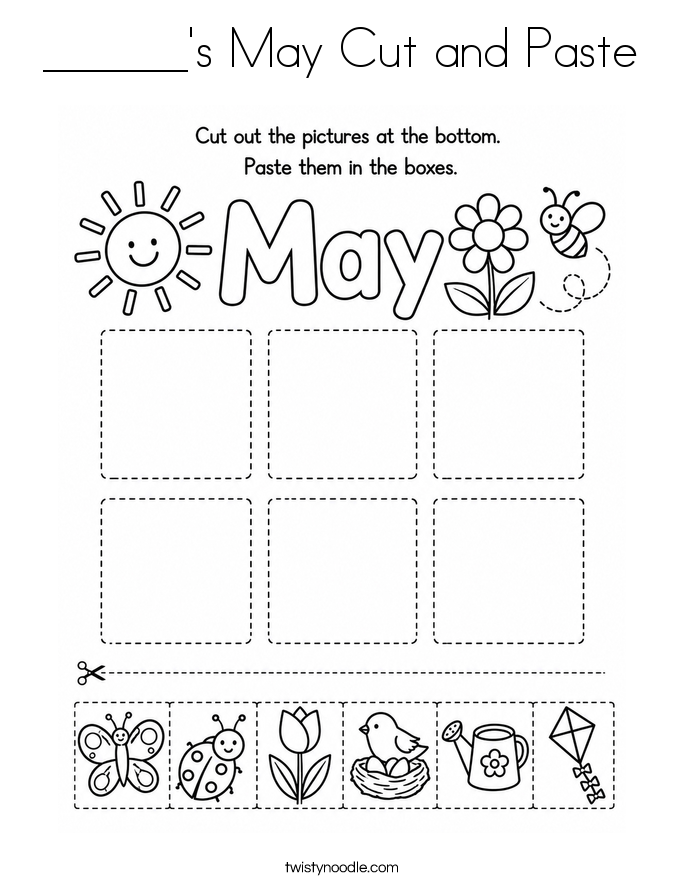 ______'s May Cut and Paste Coloring Page
