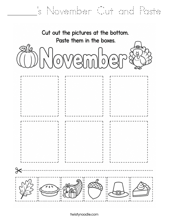 ______'s November Cut and Paste Coloring Page
