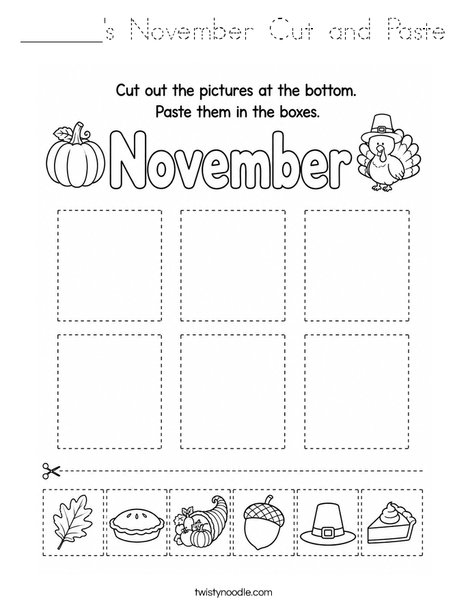 ______'s November Cut and Paste Coloring Page