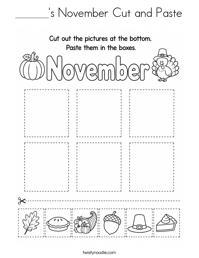 ______'s November Cut and Paste Coloring Page