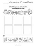 ______'s November Cut and Paste Coloring Page