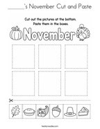 ______'s November Cut and Paste Coloring Page