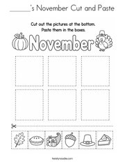 ______'s November Cut and Paste Coloring Page