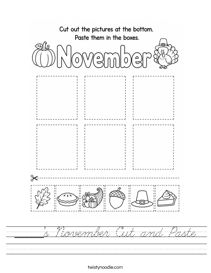 ______'s November Cut and Paste Worksheet