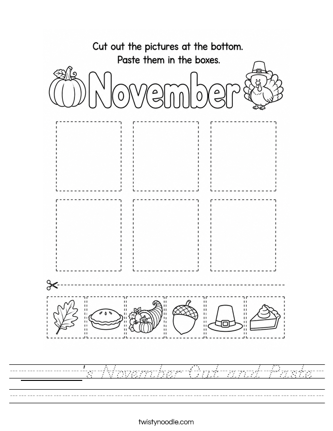 ______'s November Cut and Paste Worksheet