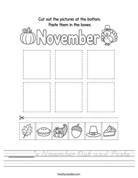 ______'s November Cut and Paste Worksheet