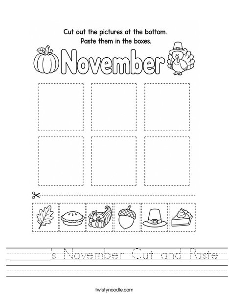 ______'s November Cut and Paste Worksheet