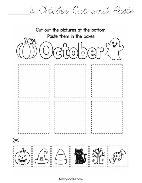 ______'s October Cut and Paste Coloring Page