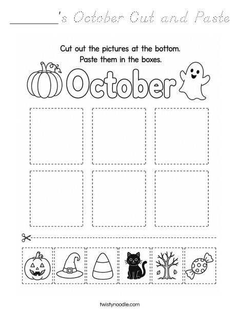______'s October Cut and Paste Coloring Page